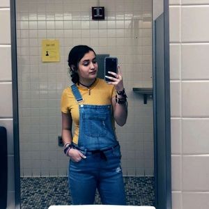 Denim overalls. Worn once.